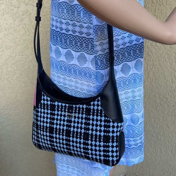 Kate Spade Crossbody Tweed Fabric Blue Multi - Picture 12 of 15